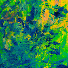 Obraz na płótnie Canvas Black Ink Texture. Green Wet Drawing. Yellow