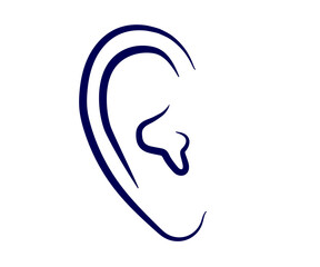 Ear on a white background. Symbol. Vector illustration.