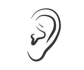 Ear on a white background. Silhouette. Vector illustration.