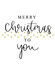 merry christmas to you handlettering handwritten with stars typo calligraphy font