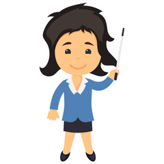 
Business woman presenting with a pointed stick during meeting 
