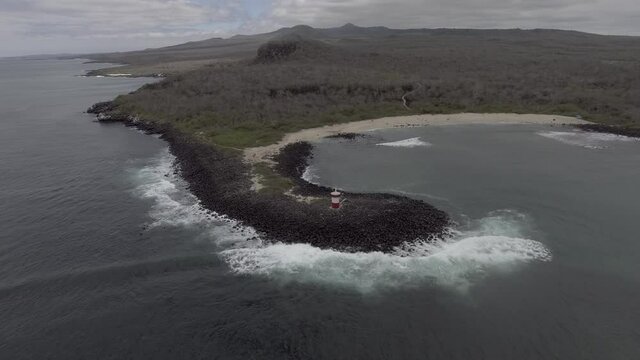 Galapagos Island beach in drone