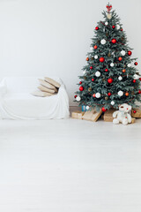 Christmas tree with gifts New Year decoration room