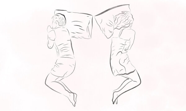couple sleeping together drawing