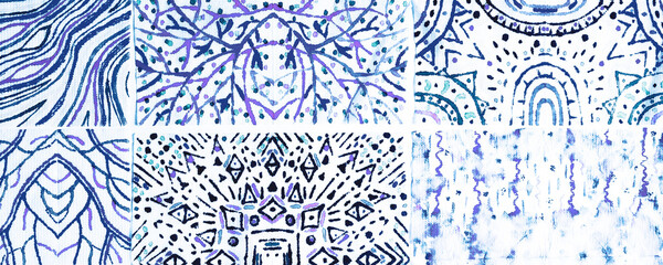 Navy Blue Dirty Art Ornament. Cobalt Artistic