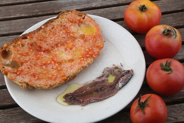 tomato bread and anchovies