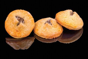 Tasty cookies with marmalade with reflection,