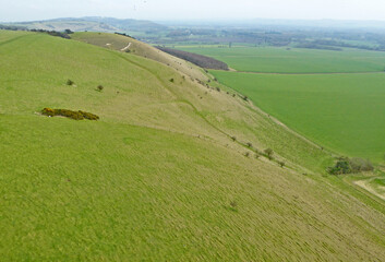 Obraz premium Aerial view of the Pewsey Vale at Golden Ball