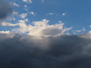 blue sky with dark clouds