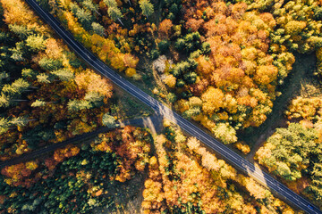 Aerial drone photography of the Karkonosze mountains in Poland during the autumn season. 