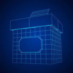 Ballot box with Ballot paper. Wireframe mesh