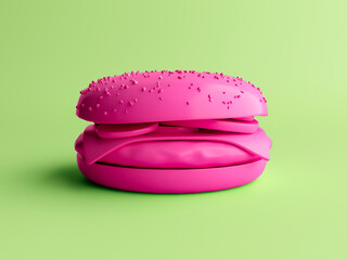 3D Illustration. Minimal concept of hamburger isolated with space for text for designers