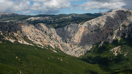 Gola di Gorropu. Famous and impressive gorge in the mountains of Sardegna, Italy. Hiking national park. panoramic shot.