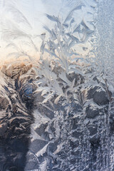 the frosty patterns on the window