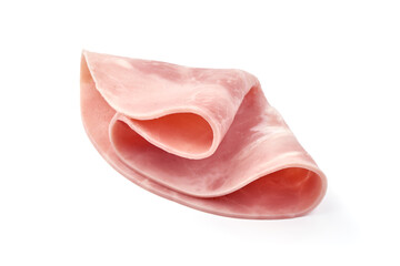 Boiled Ham Slices, close-up, isolated on a white background