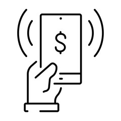 Simple linear icon for smartphone payment or touch payment.