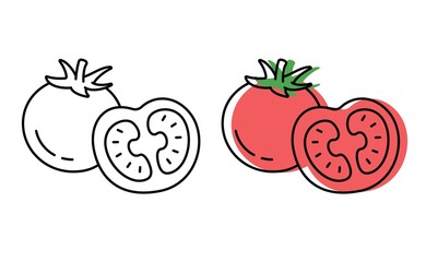 Natural vegetables from the garden. eco products. vector tomato icons in flat style.