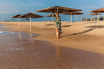 Girl in dress posing on the beach