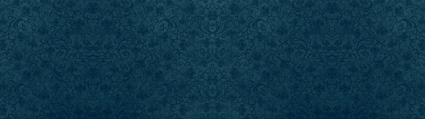 Old dark blue vintage shabby patchwork tiles stone concrete cement wall texture wallpaper...