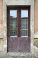 beautiful old street wooden door with windows