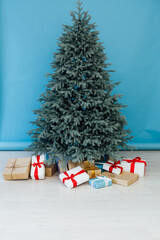 Christmas tree with gifts New Year scenery room winter