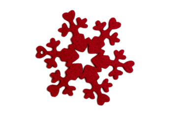 Red christmas snowflake. Isolated on white. Design element for christmas and new year