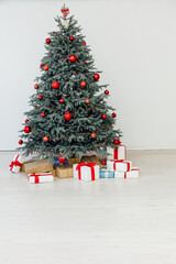 Holiday Christmas tree with gifts new year scenery room winter
