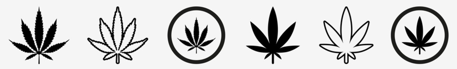 Cannabis Leaf Icon Set | Cannabis Leaves Vector Illustration Logo | Cannabis Leaf Icons Isolated Collection - obrazy, fototapety, plakaty