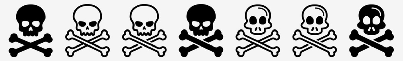 Crossbones Skull Icon Set | Pirate Crossbones Vector Illustration Logo | Crossbones Icons Isolated Collection