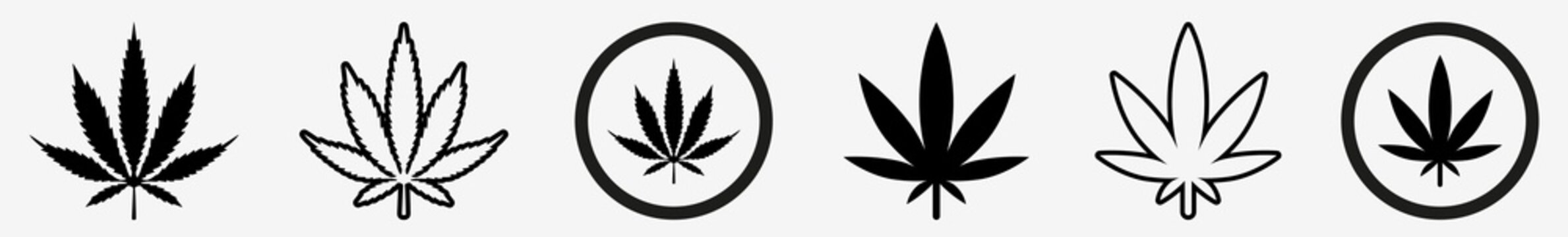 Cannabis Leaf Icon Set | Cannabis Leaves Vector Illustration Logo | Cannabis Leaf Icons Isolated Collection
