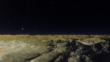 Obraz na płótnie Canvas Fantastic digital surface of a distant planet, arial digital landscape, science fiction landscape 3d render