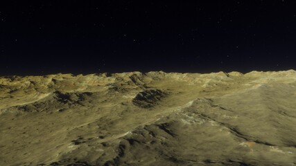 Fototapeta na wymiar Fantastic digital surface of a distant planet, arial digital landscape, science fiction landscape 3d render