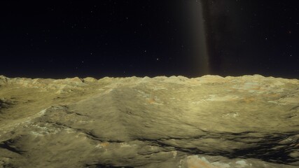 Fantastic digital surface of a distant planet, arial digital landscape, science fiction landscape 3d render