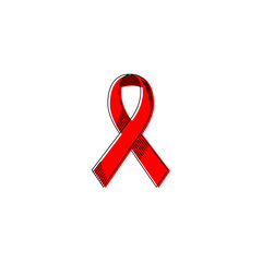 Red ribbon HIV, AIDS on white background. World aids day symbol. Vector