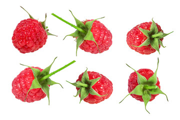 Raspberries set isolated on white background