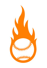 Vector illustration of baseball ball with simple flame shape. Ideal for sticker, decal, sport logo and any kind of decoration.