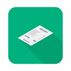 Receipt paper, bill check, invoice, cash receipt. Left view isometric icon.