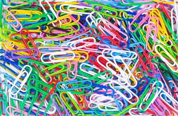Colorful paper clips.top view.Close up
