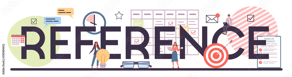 Poster term of references typographic header. process of website development,