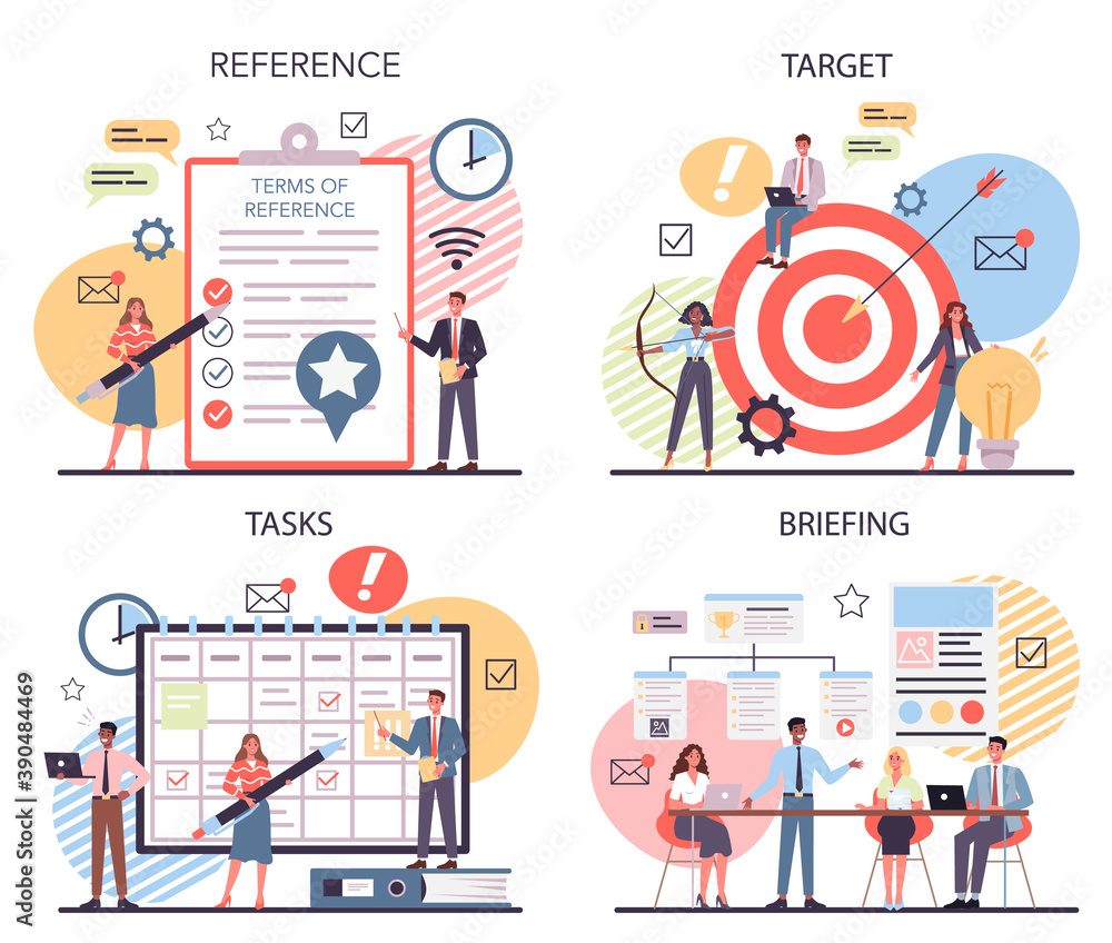 Poster website creation set. process of website development, constructing interface