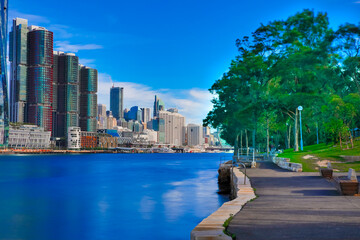 Camera Shutter Long Exposure view of Sydney Harbour Branagaroo Darling Harbour and Sydney CBD viewed from Balmain wharf