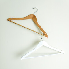 Two Different Empty Hanger on Wall Monochrome Color Design