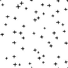 Hand drawn cross and plus sign.Crosses vector seamless pattern. Black paint brush strokes geometrical pattern for wallpaper, web page background, textile design, graphic design.