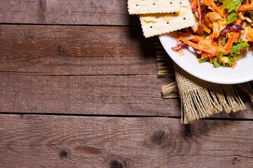 Healthy vegetable salad photographed from directly above