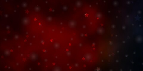 Fototapeta na wymiar Dark Blue, Red vector texture with beautiful stars.