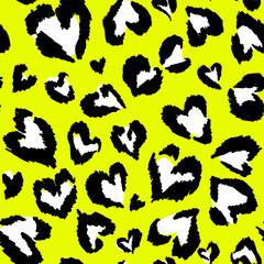 Leopard pattern. Seamless vector print. Abstract repeating pattern - heart leopard skin imitation can be painted on clothes or fabric. - 390486213