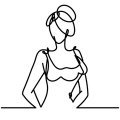 woman portrait fashion dress continuous line style
