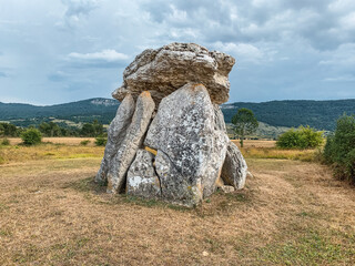 Dolmen stone in the field
