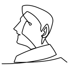 man profile view continuous line style