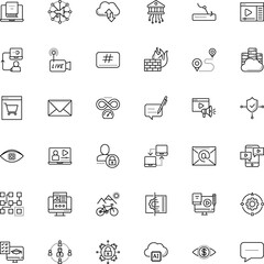 internet vector icon set such as: store, view, shop, e-learning, application, tune, university, tube, wire, chi, mechanism, financial, idea, cracker, account, biking, e-book, care